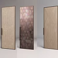 Modern Wooden Double Doors Design With Vertical Slats And Geometric Patterns