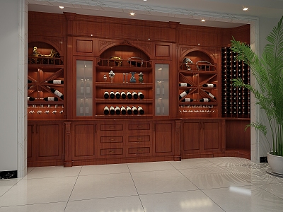 European-style Wine Cabinet with Carved Stigma 3d model