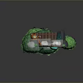 Cartoon Cat Relaxing Near Hot Spring With Wooden Deck Green Plants Stone And Steam