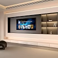 Modern Wall Mounted TV Stand With Built In Storage Shelves And Ambient Lighting