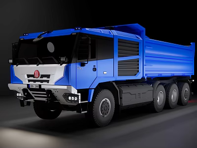 Blue Heavy Duty Dump Truck With Large Cargo Bed And Modern Exterior Design 3d model