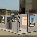 Elegant Modern Property Sales Office With Sand Table Large Display Screens And Comfortable Reception Counter