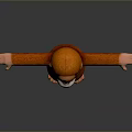 Orange Plush Monkey Toy With Arms Outstretched Standing On Dark Background