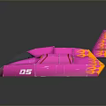 Pink Streamlined Spaceship With Orange Patterns And Number 05 For Space Exploration