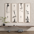 New Chinese Plant Painting Plum Orchid Bamboo Chrysanthemum Decorative Painting 3d model