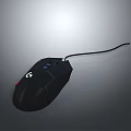Black Wired Gaming Mouse With G Logo On Gray Background Surface Design 3d model