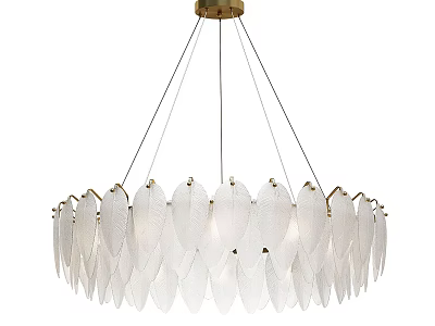 Elegant Modern Chandelier With Leaf Shaped Glass Shades And Brass Frame 3d model