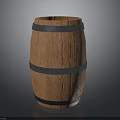 Rustic Wooden Barrel With Natural Wood Texture And Black Metal Hoops