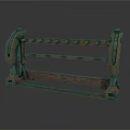 Vintage Wooden Decorative Structure With Carved Patterns And Ornate Side Supports