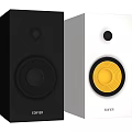 EDIFIER Black And White Speakers With Yellow Accent And Modern Design