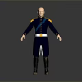 Navy Blue Military Style Uniform With Gold Epaulets White Belt And Black Boots