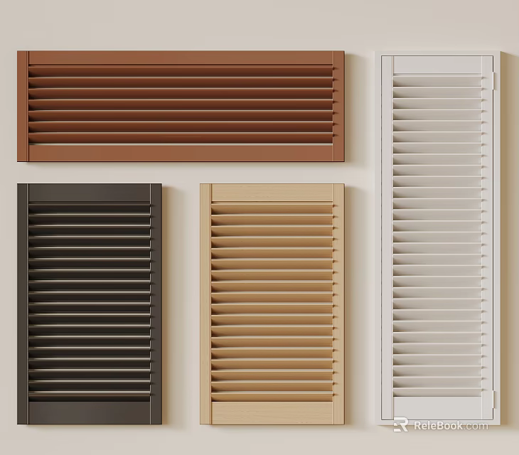 Modern Shutter Designs With Brown White Black And Beige For Home Interior 3d model 