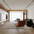 Modern Living Room Interior With Dark Sofa Blue Accent Chair And Glass Coffee Table
