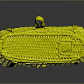 Cute Rabbit Resting in Handwoven Yellow Basket with Leather Straps on Gray Surface
