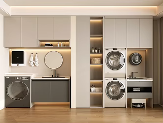 Modern Washing Machine Cabinet Balcony Washing Machine Cabinet Washbasin Sweeping Robot Washer Dryer 3d model