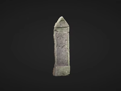 Ancient Stone Stele With Intricate Carvings On Black Background And Historical Texture 3d model