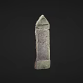 Ancient Stone Stele With Intricate Carvings On Black Background And Historical Texture