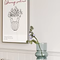Modern Entryway Console Table with Glass Shelves and Decorative Vase on White Wall