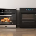 Modern Kitchen Ovens With Roast Chicken Interior And Digital Control Panel Design 3d model