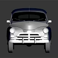 Vintage Navy Blue And Silver Classic Car Model With Shiny Surface Reflection 3d model