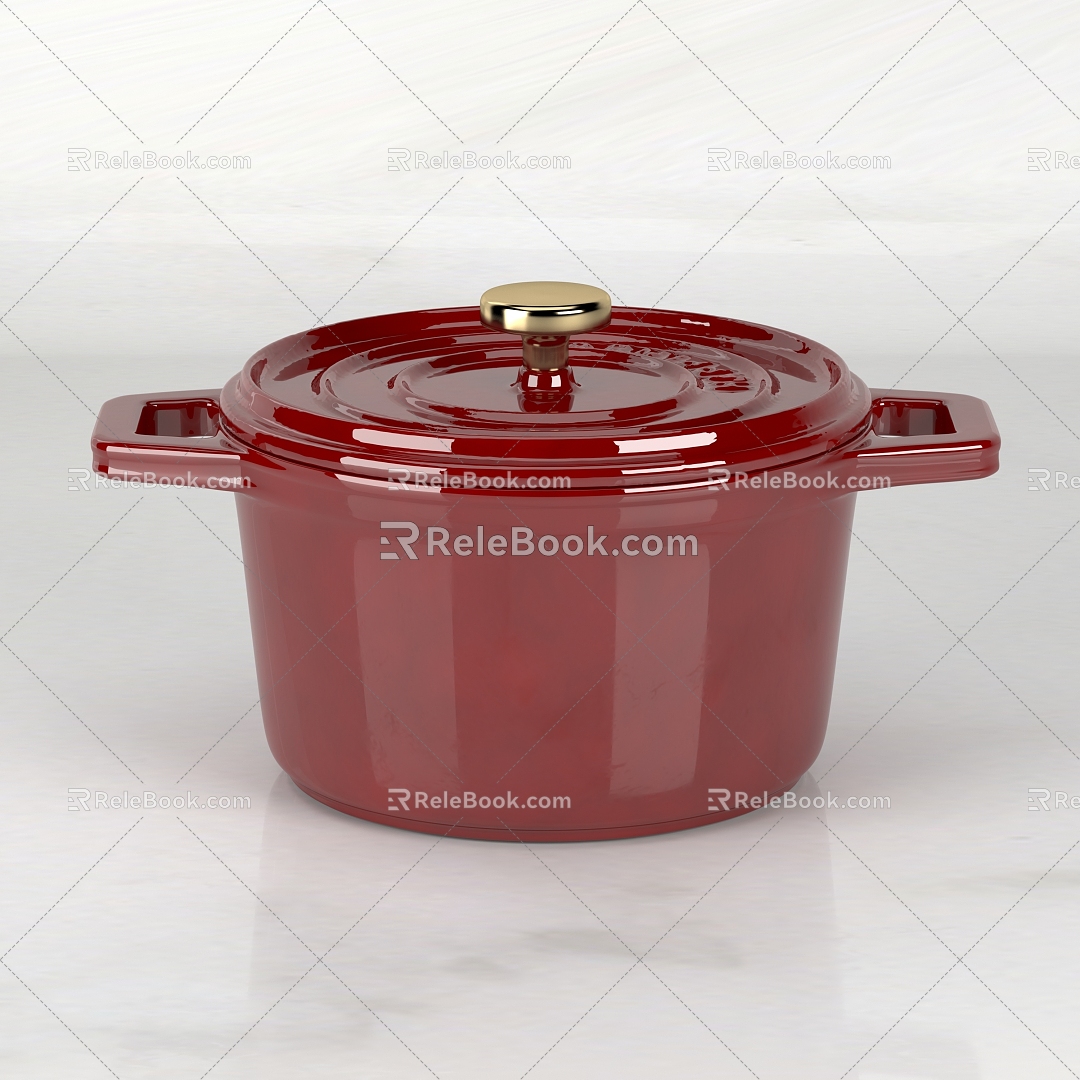 Soup pot enamel pot kitchenware ceramic 3d model