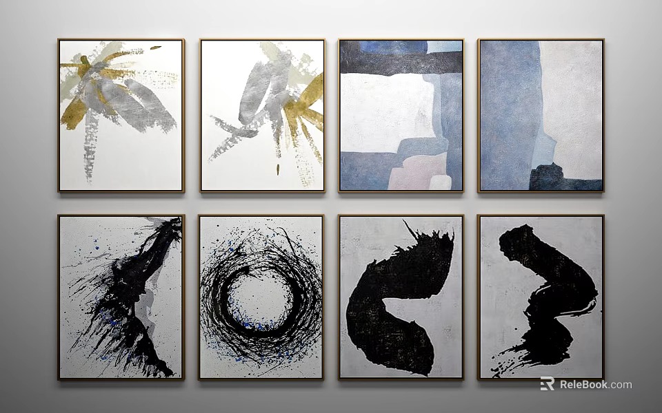 Abstract Framed Wall Art Paintings With Various Colors And Creative Styles 3d model