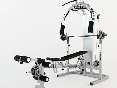 Multifunctional Fitness Equipment With Seated Bench Barbell And Cable System 3d model