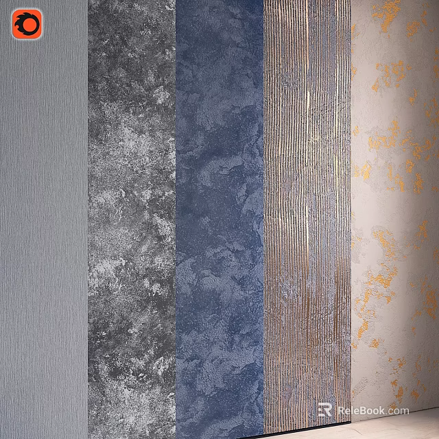 Decorative Wall Panels Featuring Textured Gray Blue Gold And Beige Patterns 3d model