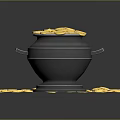 Black Container Filled With Gold Coins Spilling And Scattered Around