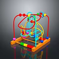 Colorful Bead Maze Children's Toy With Wooden Base And Multiple Tracks