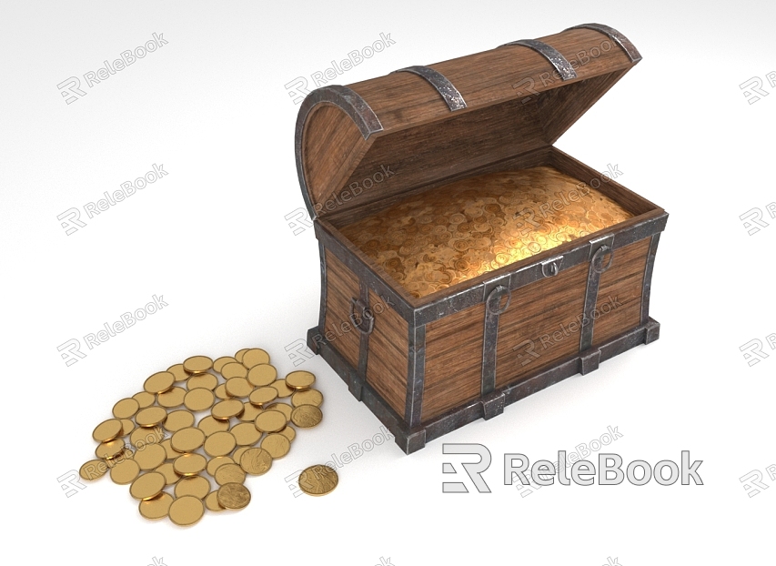 Treasure Chest Wooden Chest Treasure Gold Coin model