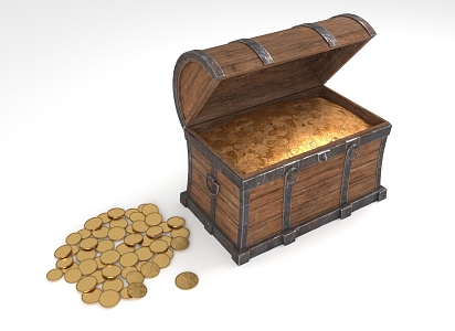 Treasure Chest Wooden Chest Treasure Gold Coin 3d model