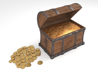 Treasure Chest Wooden Chest Treasure Gold Coin 3d model