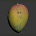 Fresh Ripe Mango With Yellow Pink And Green Skin On Black Background