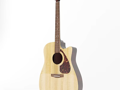 Acoustic Wooden Guitar With Natural Finish Classic Design And Smooth Body Details 3d model