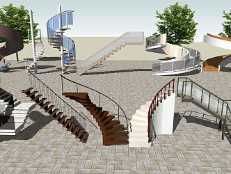 modern revolving staircase revolving staircase handrail staircase 3d model