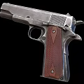 Classic Pistol with Metal Body Textured Wooden Grip and Brown Design Details