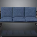 Modern Blue Fabric Sofa With Metal Frame And Three Seats