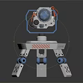 Mechanical Turret Device With Multiple Barrels Blue Silver Metal Structure Tripod Base 3d model