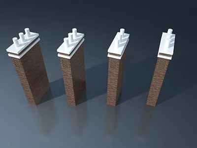 Four Stylish Hinged Doors With Brick Frame And White Top Details 3d model