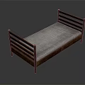 Simple Wooden Bed Frame With Headboard Footboard And Gray Mattress For Bedroom