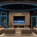 Modern KTV Interior Design With Starry Ceiling Blue Neon Lights And Comfortable Sofas Coffee Tables 3d model