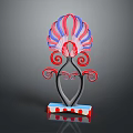 Red Blue And White Decorative Furniture With Spiral Design And Striped Base