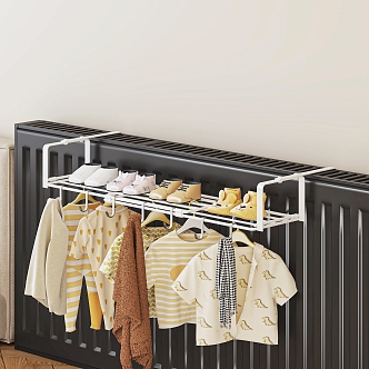 Modern Radiator Hanger Storage Rack Children's Clothing Baby Clothes 3d model