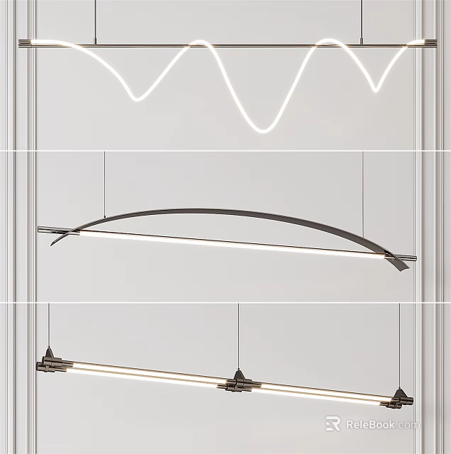 Stylish Modern Arc Metal Hanging Chandelier Design For Living Room Interior 3d model 
