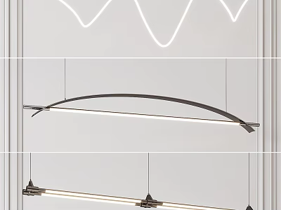 Stylish Modern Arc Metal Hanging Chandelier Design For Living Room Interior 3d model