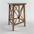 Stylish Wooden Bar Stool With Crossed Support Structure For Home Use 3d model