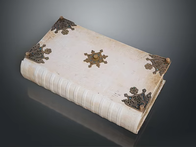 Elegant Antique Book With Vintage Cover And Decorative Metal Accents On Corners And Center 3d model