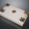 Elegant Antique Book With Vintage Cover And Decorative Metal Accents On Corners And Center