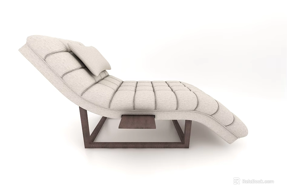 Modern Beige Upholstered Lounge Chair With Wooden Frame And Cushioned Design 3d model 